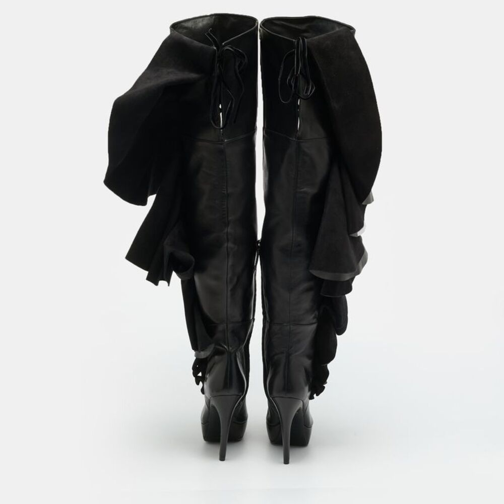 Roger Vivier Viv Size 40 Black Leather Knee Length Boots - Picture 5 of 7